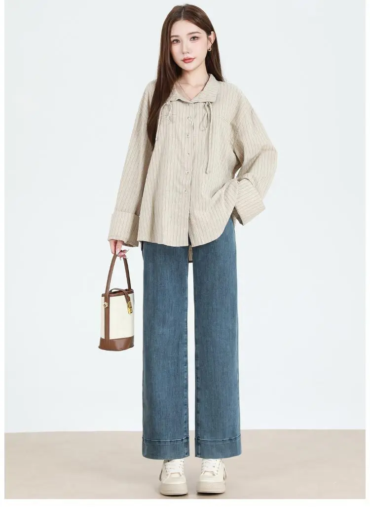 Maternity Fashion Jeans: Spring/Fall Adjustable-Waist Wide-Leg Pants, Maternity Loose-Fit Pants