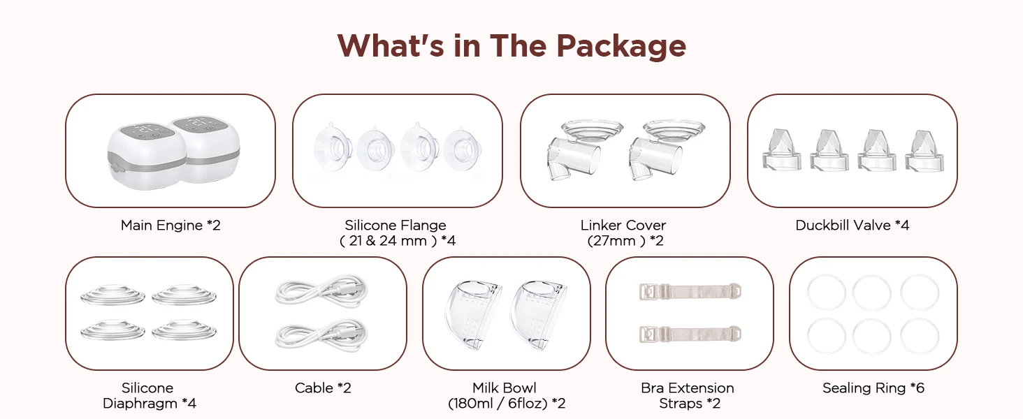 Jheppbay Electric Breast Pump BPA-Free 3 Modes & 12 Levels Hands Free Breastpump with 21/24/27 mm Flange for Breastfeeding