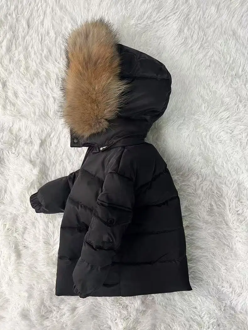 Children's Winter Thick Down Jacket Set Male and Female Baby White Duck Down Down Jacket Jacket+overalls Two-piece Set