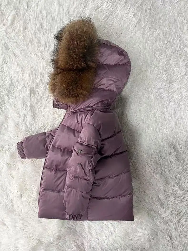 Children's Winter Thick Down Jacket Set Male and Female Baby White Duck Down Down Jacket Jacket+overalls Two-piece Set
