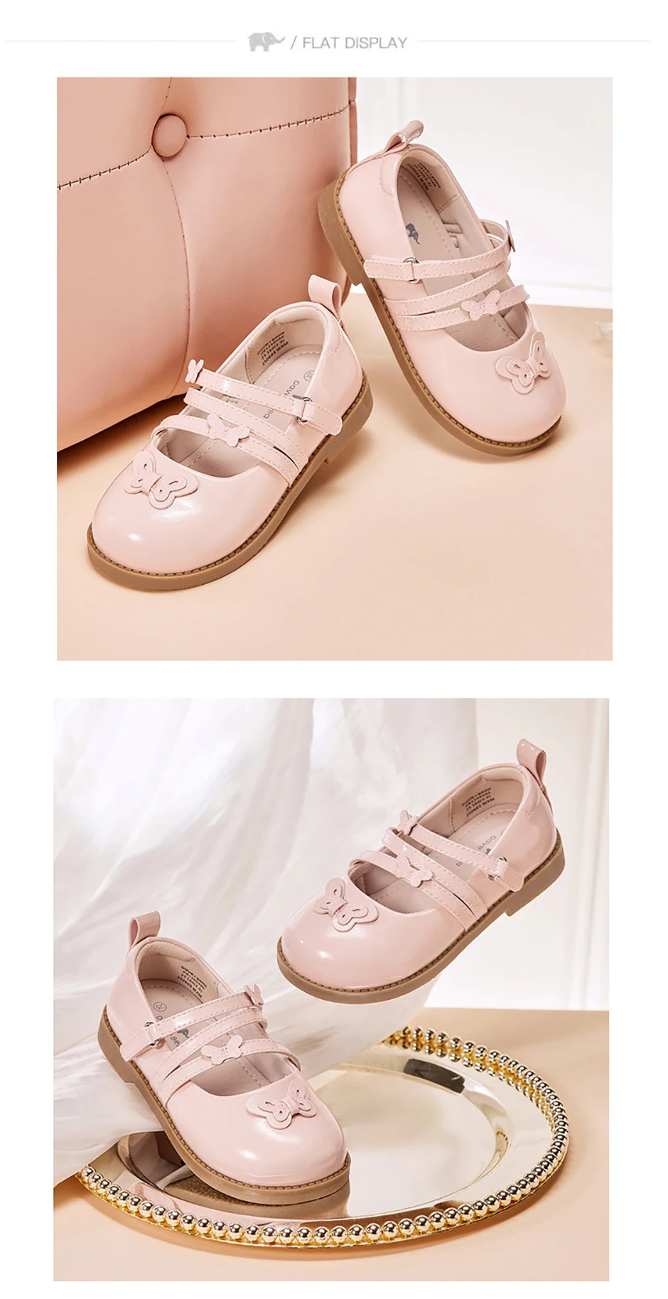 Dave Bella Children Leather Shoes Autumn Spring Baby Girls Charm Princess Shoes Anti Slip Elegant Party Kid Pink Shoes DB1260460
