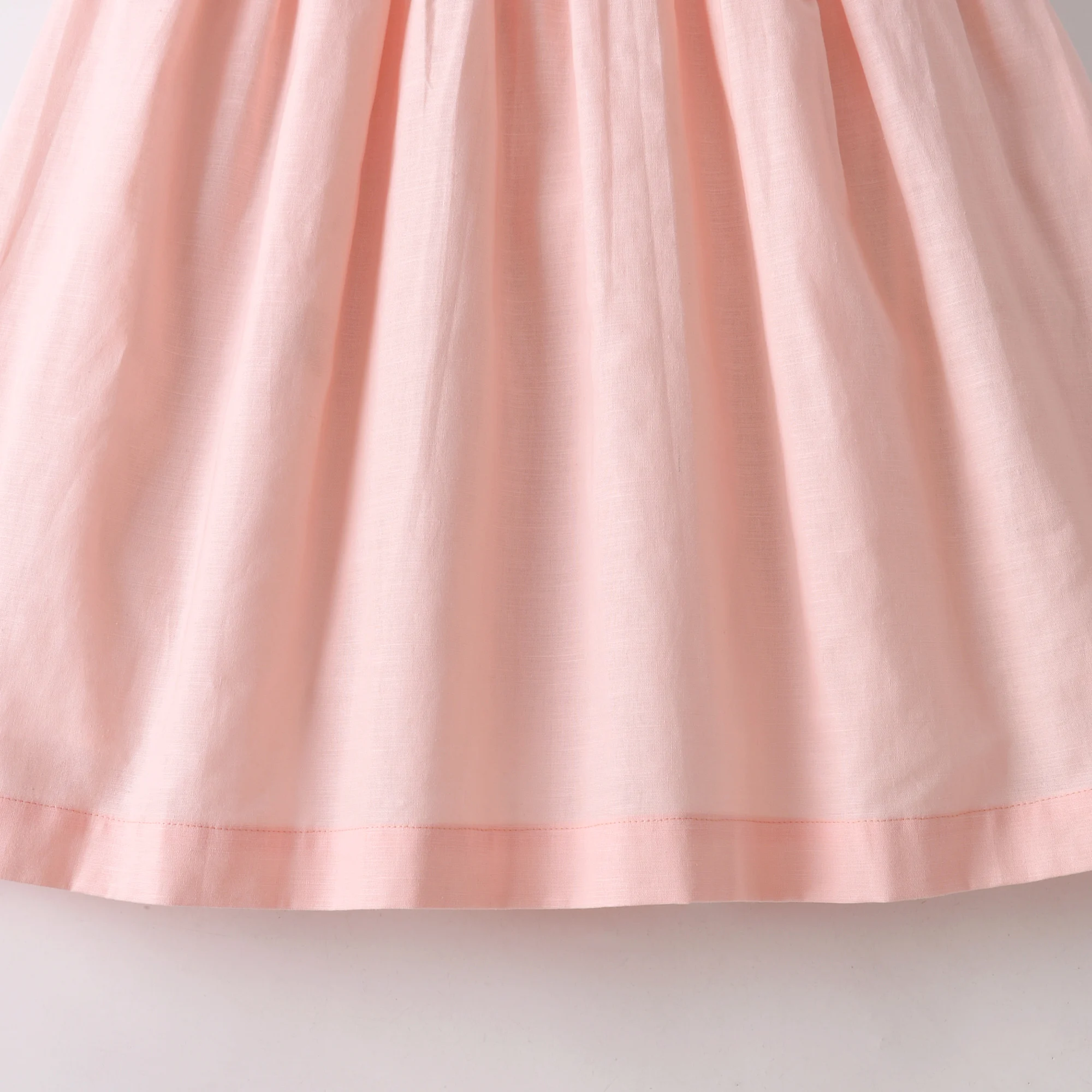 Children Dress Linen Honeycomb Hand Smocking Design Short Sleeves Kids Girls Dresses Exquisite Girl Clothing For Birthday Party