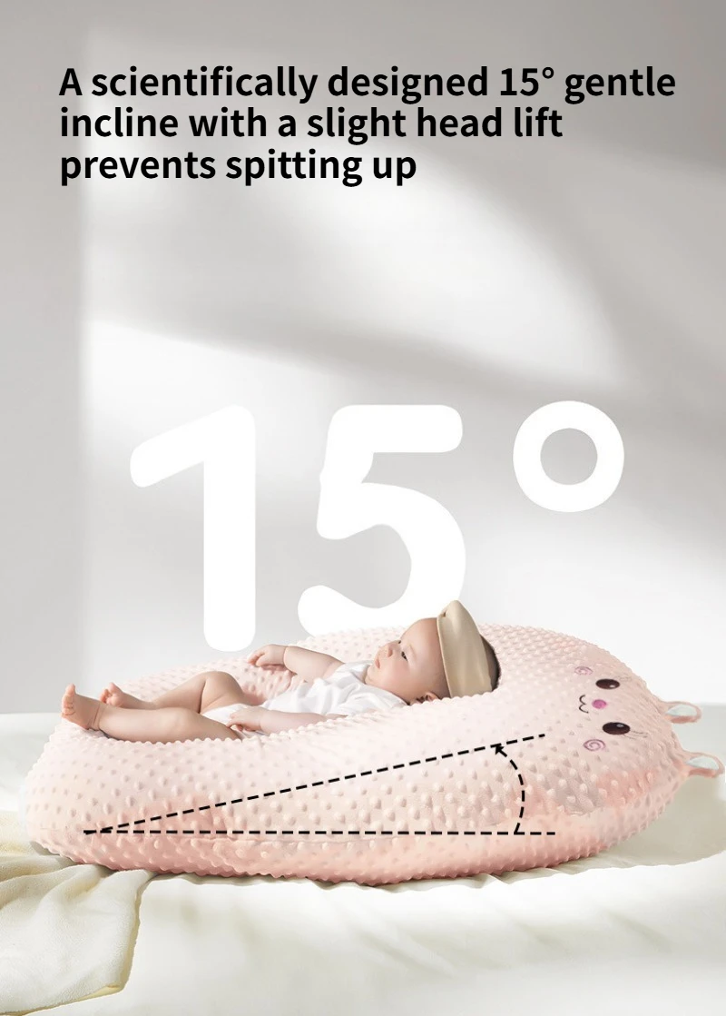 Baby Anti-spitting Slope Pad, Newborn Lying Down Feeding Bed ，Breastfeeding Pillow, Artifact Plus Size Sleeping Baby Bed in Bed