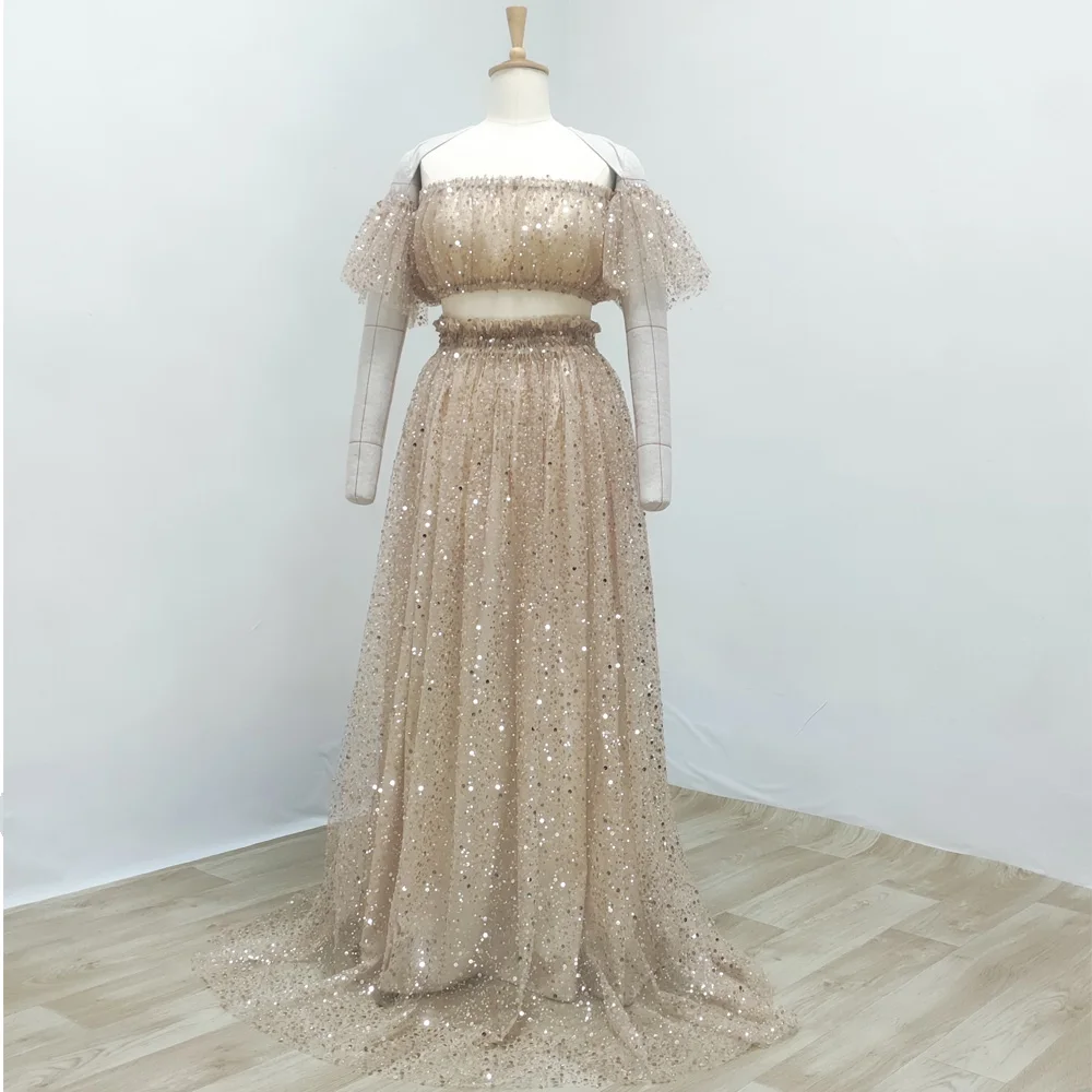 Elegant Photo Shoot Dress For Women Pearl Hard Yarn Sexy Off Shoulder Short Sleeved Dress Maternity Dresses For Baby Showers