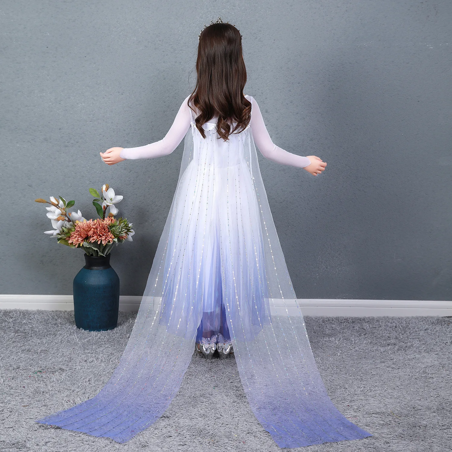 Classic Movie Elsa White Cute Lightweight Breathable Girls Princess Dress + Accessories Halloween Birthday Holiday Party Dress