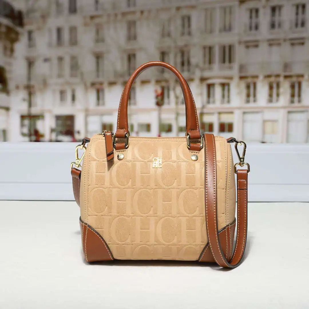 CH Women Top Handle Handbag Embossed Letter Pattern Shoulder Crossbody Bag Elegant Commuter Purse with Adjustable Strap