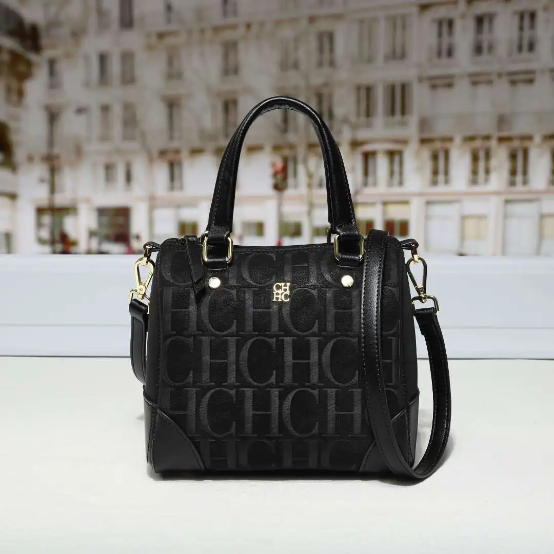 CH Women Top Handle Handbag Embossed Letter Pattern Shoulder Crossbody Bag Elegant Commuter Purse with Adjustable Strap