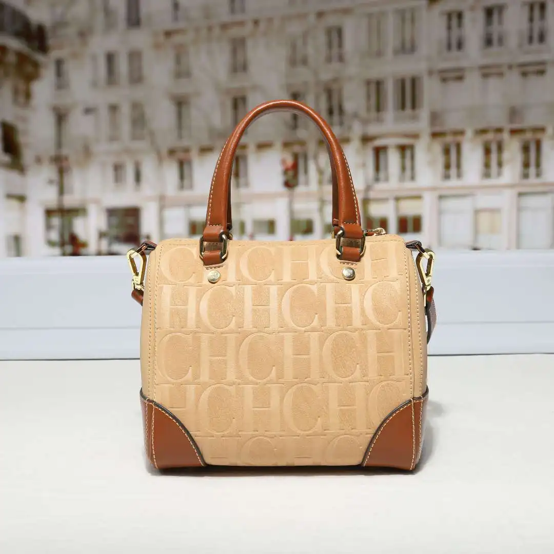 CH Women Top Handle Handbag Embossed Letter Pattern Shoulder Crossbody Bag Elegant Commuter Purse with Adjustable Strap