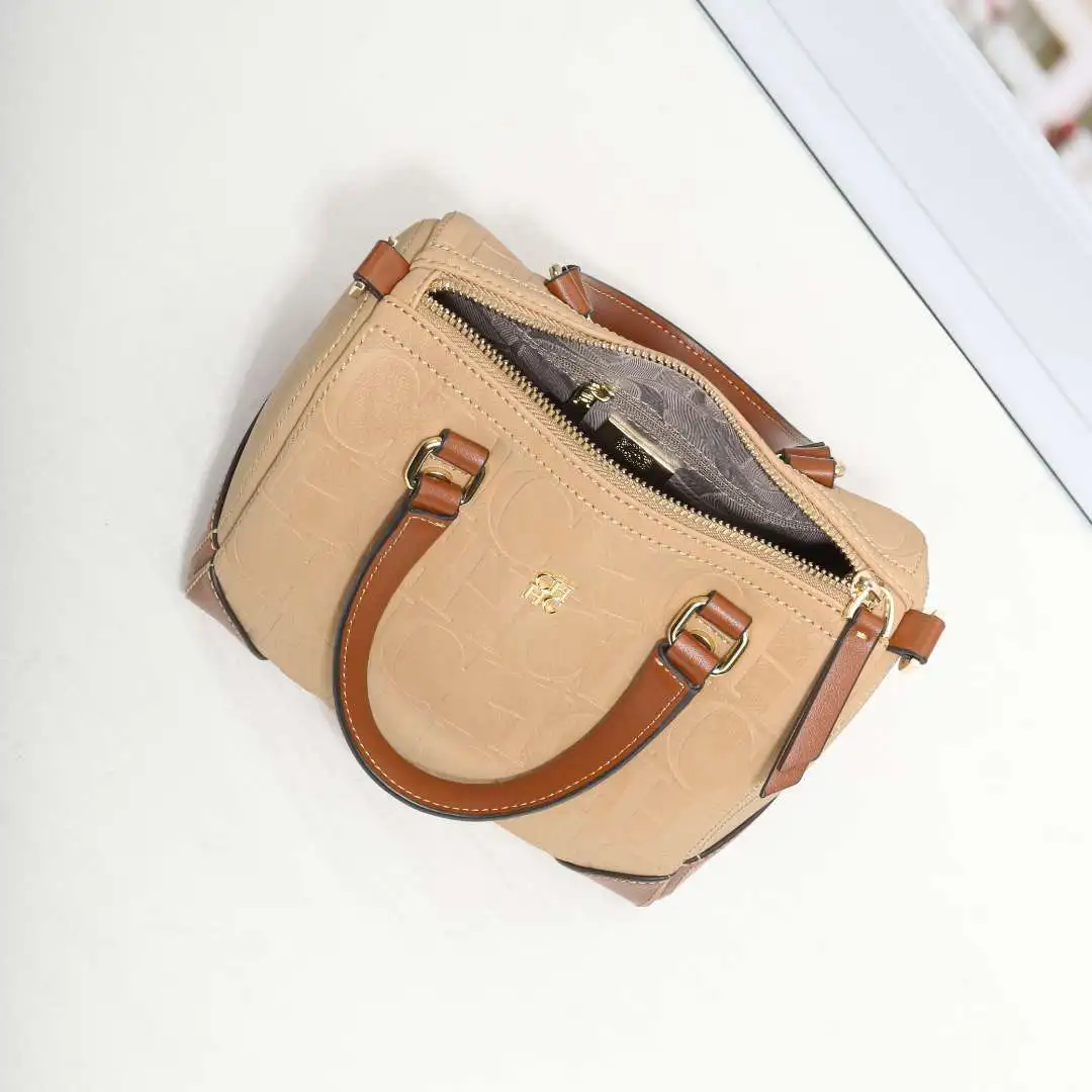 CH Women Top Handle Handbag Embossed Letter Pattern Shoulder Crossbody Bag Elegant Commuter Purse with Adjustable Strap