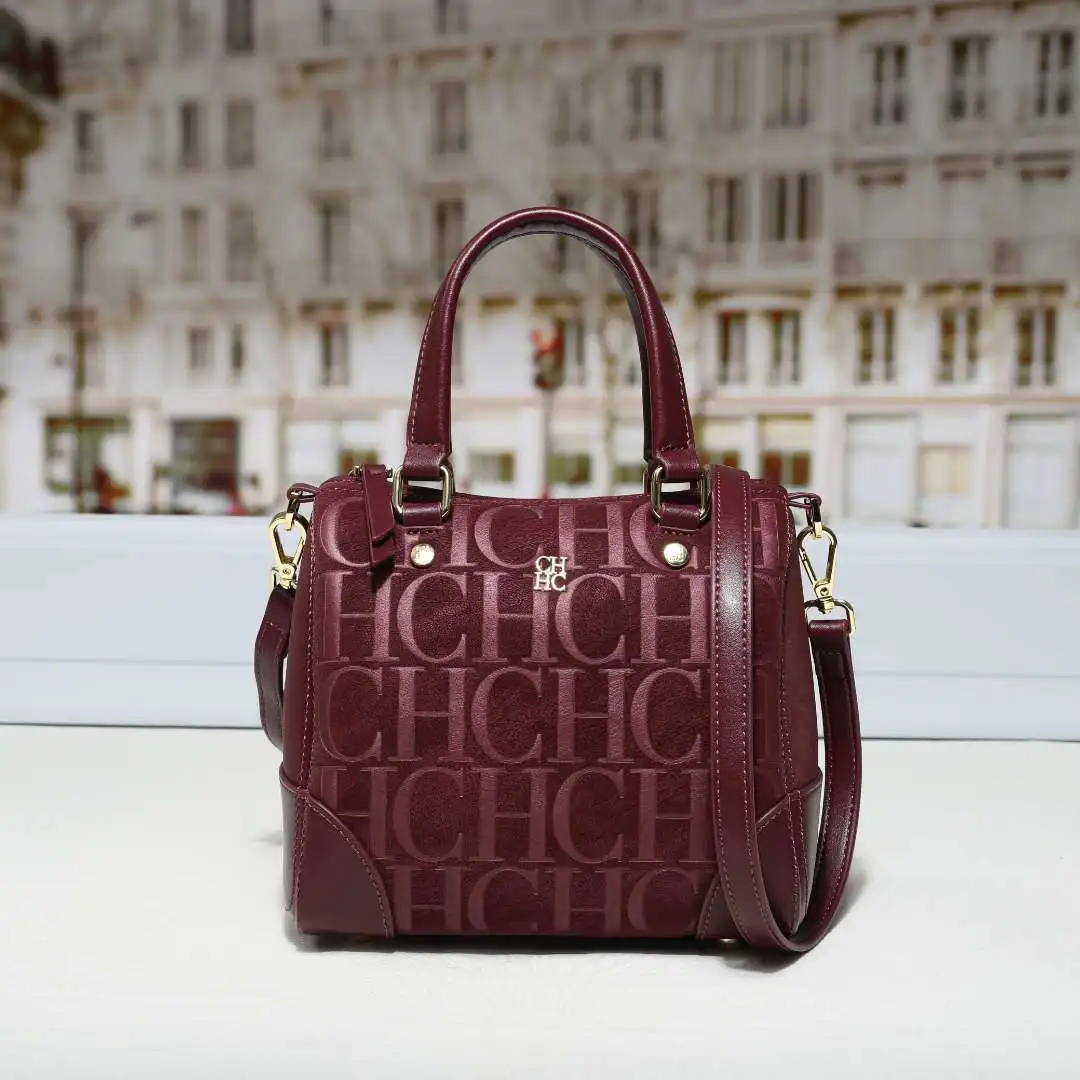 CH Women Top Handle Handbag Embossed Letter Pattern Shoulder Crossbody Bag Elegant Commuter Purse with Adjustable Strap