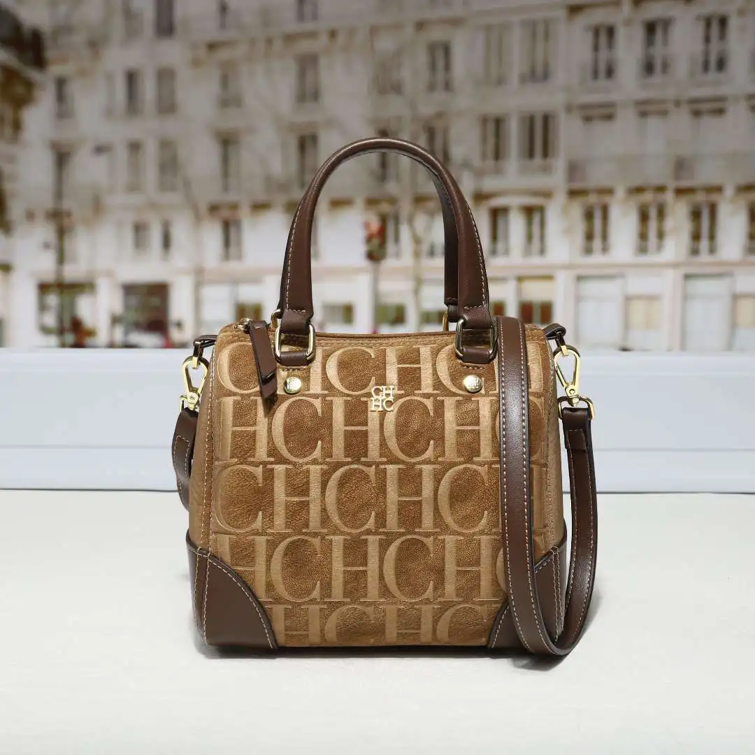 CH Women Top Handle Handbag Embossed Letter Pattern Shoulder Crossbody Bag Elegant Commuter Purse with Adjustable Strap