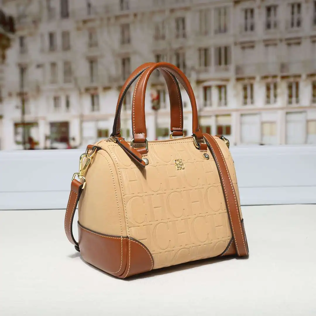 CH Women Top Handle Handbag Embossed Letter Pattern Shoulder Crossbody Bag Elegant Commuter Purse with Adjustable Strap