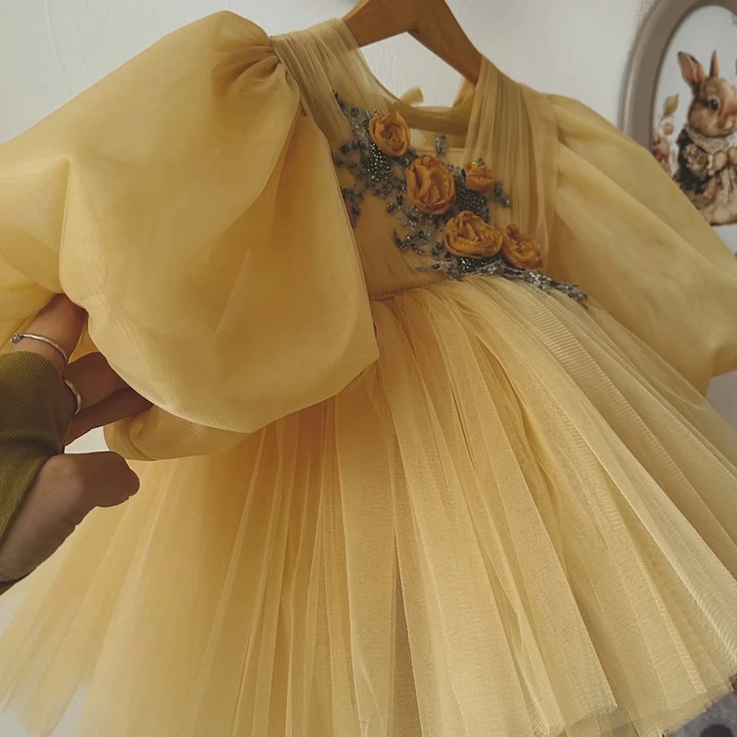 Flower Girl Wedding Dress Fluffy Dress Children's Princess  Girl's First Birthday Performance Dress Summer