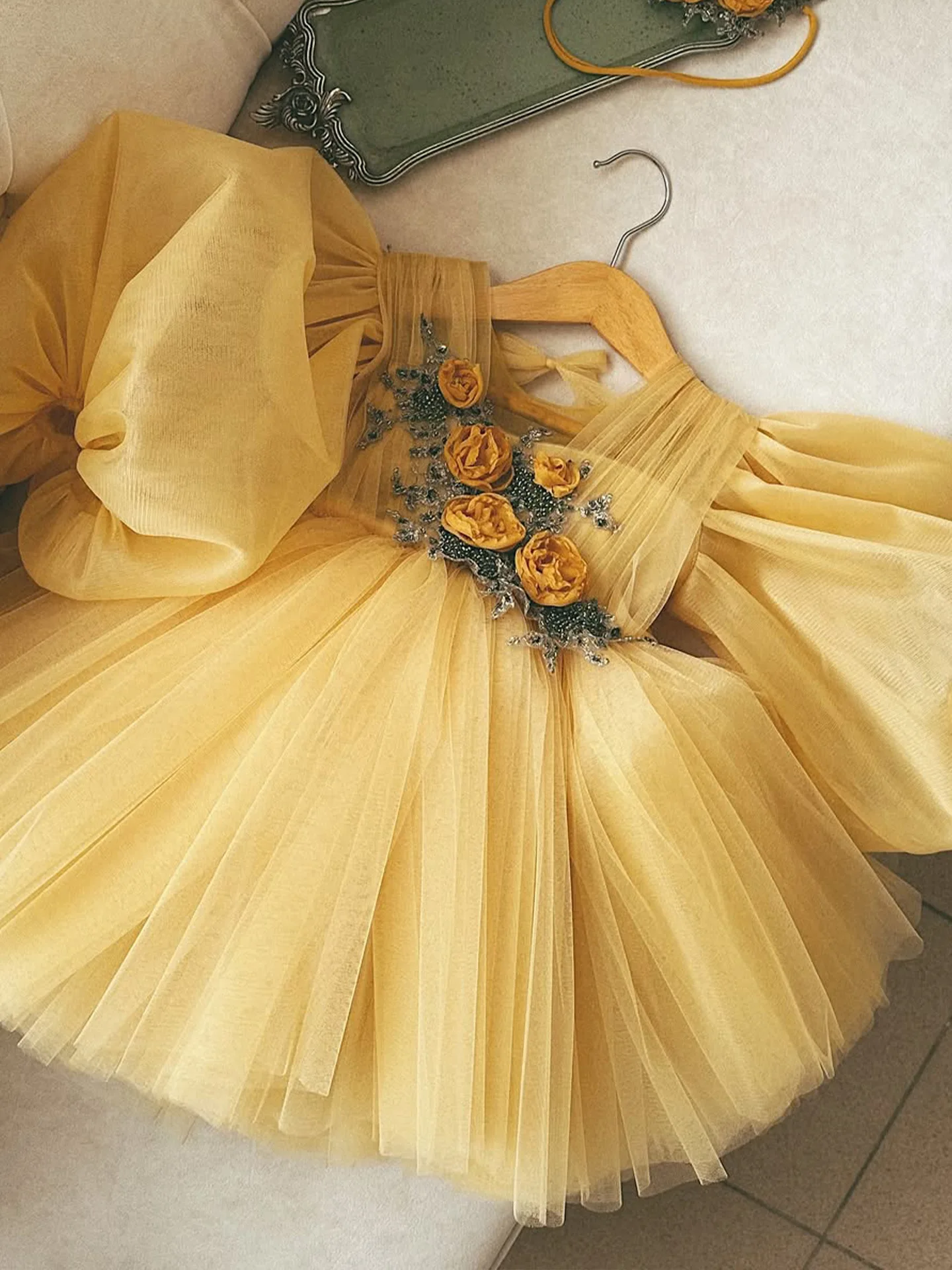 Flower Girl Wedding Dress Fluffy Dress Children's Princess  Girl's First Birthday Performance Dress Summer