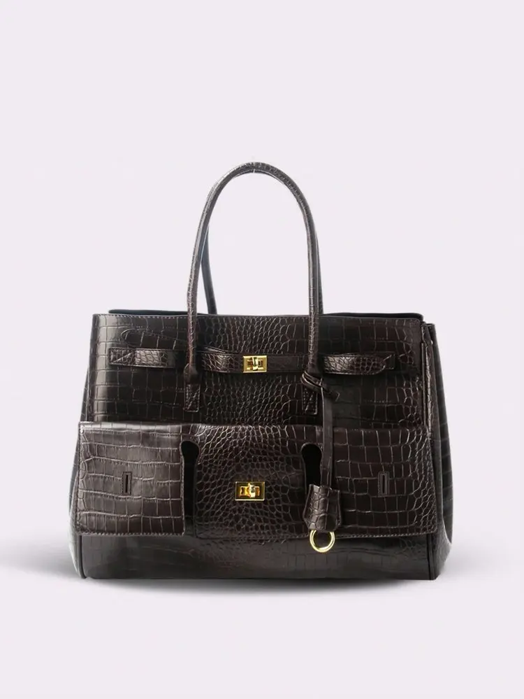 Luxury Leather Diaper Bag For Women Minimalist Design Handbag Elegant Classic Commuter Large Capacity Bag