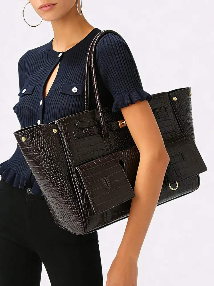 Luxury Leather Diaper Bag For Women Minimalist Design Handbag Elegant Classic Commuter Large Capacity Bag