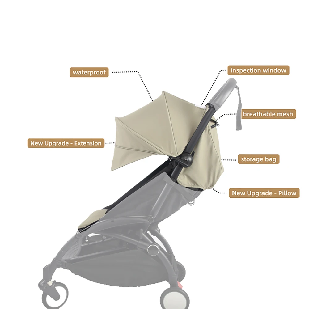 New 2pcs/Set Stroller Cover Hood&Cushion 6+ Extended Canopy With Pillow Seat Liner Replacement Kit YOYO3/YOYO2 Accessories