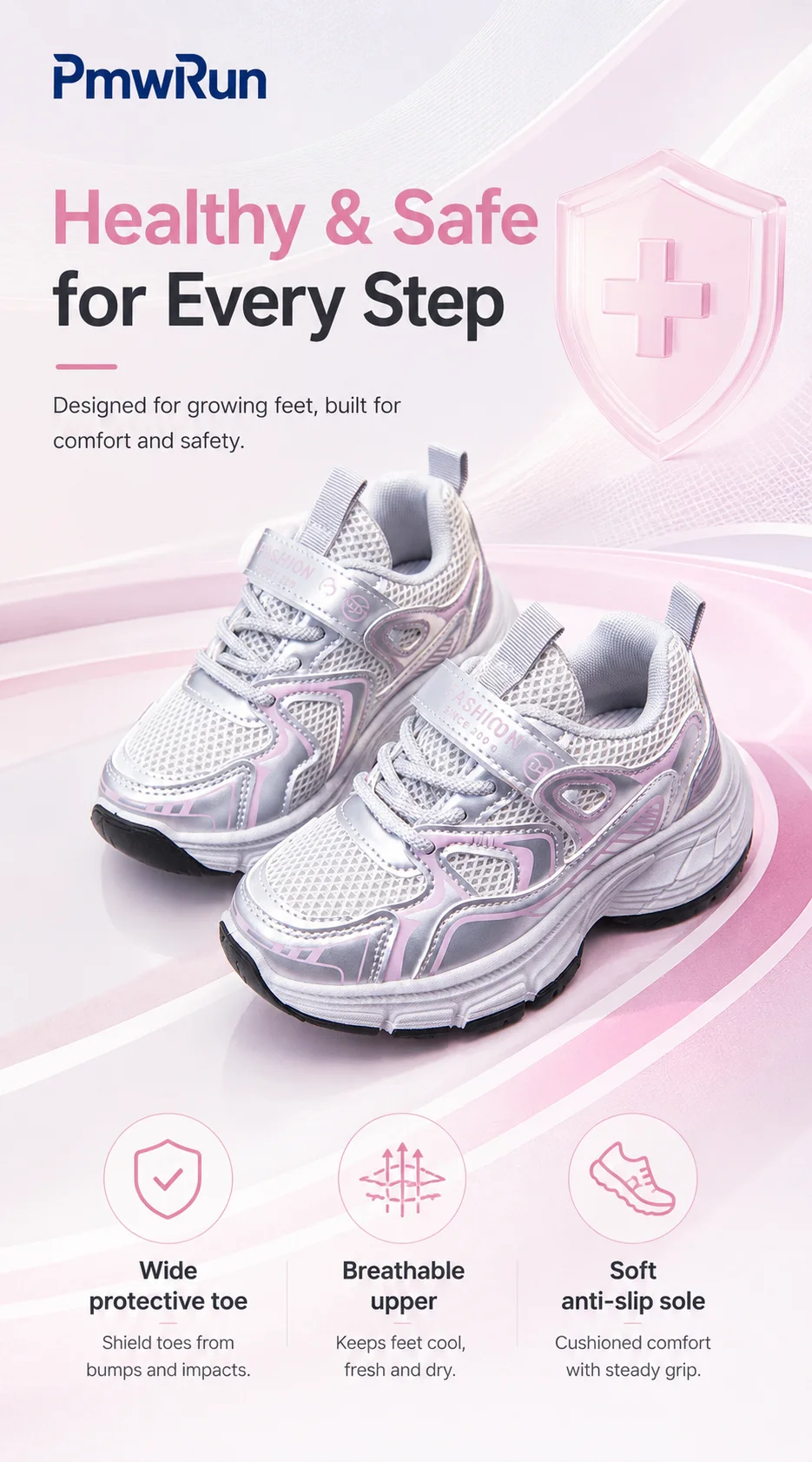 PU Leather Sport Shoes For Children Trend Fashion Teenager Kid's Sneakers Anti-slippery Breathable Boy's Girl's Running Footwear
