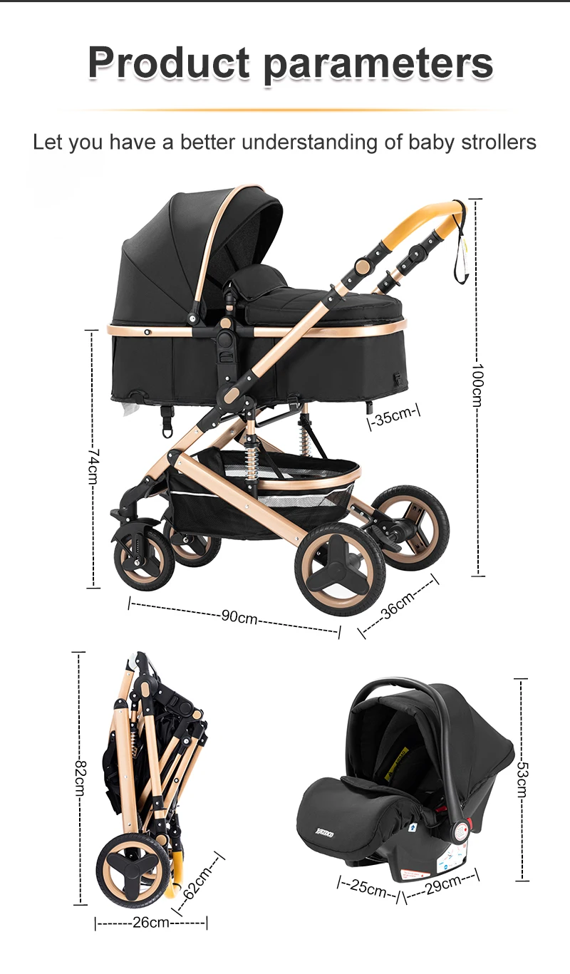 2026 Latest Model 3 In 1 Compact Convertible Baby Stroller One Hand Quick Folding Complete Travel System Ultralight Space Saving Frame Portable Baby Pram Pushchair Soft Breathable Seat Fabric Extra Large Sun Canopy Thick Newborn Cushion Shock Absorbing Si