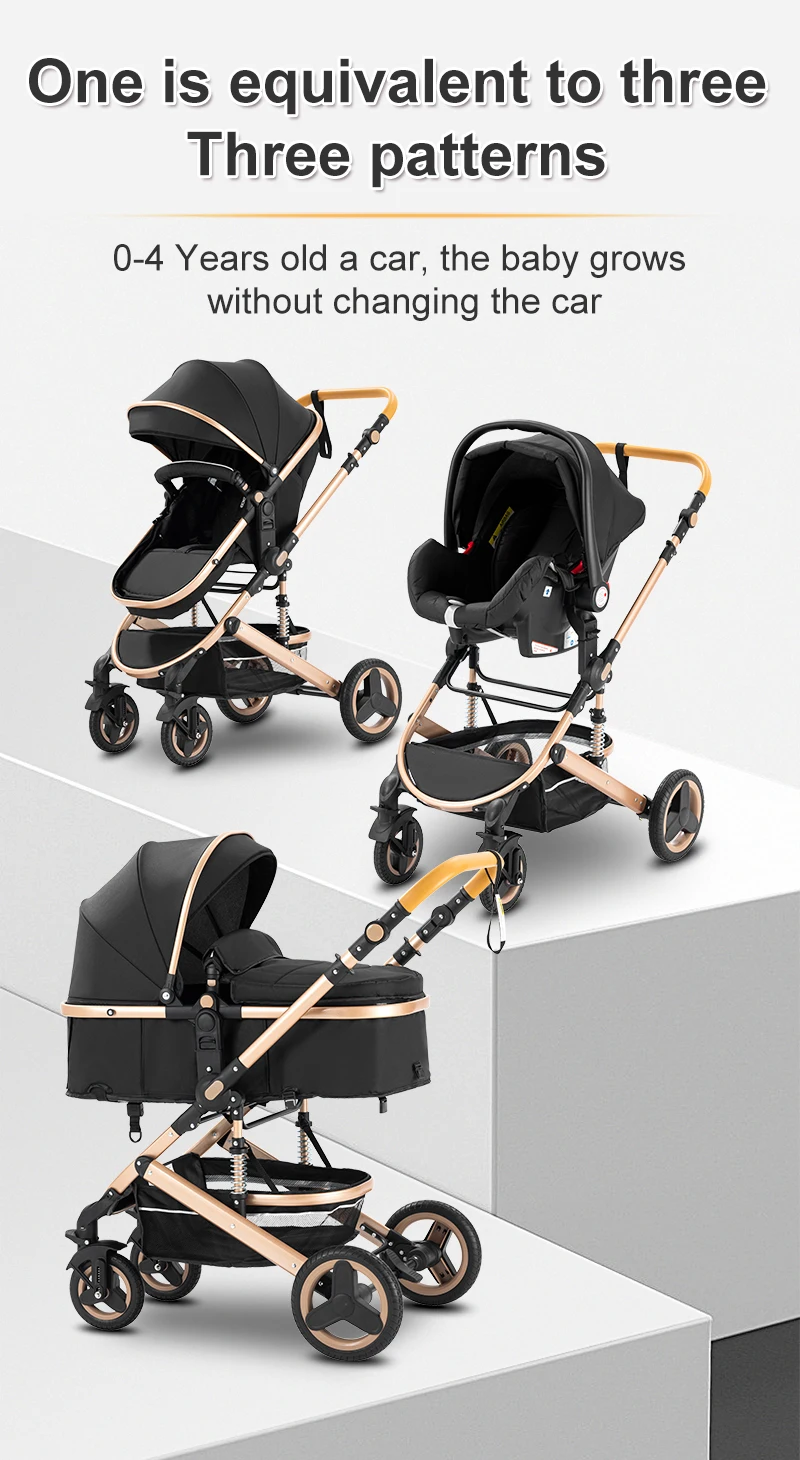 2026 Latest Model 3 In 1 Compact Convertible Baby Stroller One Hand Quick Folding Complete Travel System Ultralight Space Saving Frame Portable Baby Pram Pushchair Soft Breathable Seat Fabric Extra Large Sun Canopy Thick Newborn Cushion Shock Absorbing Si