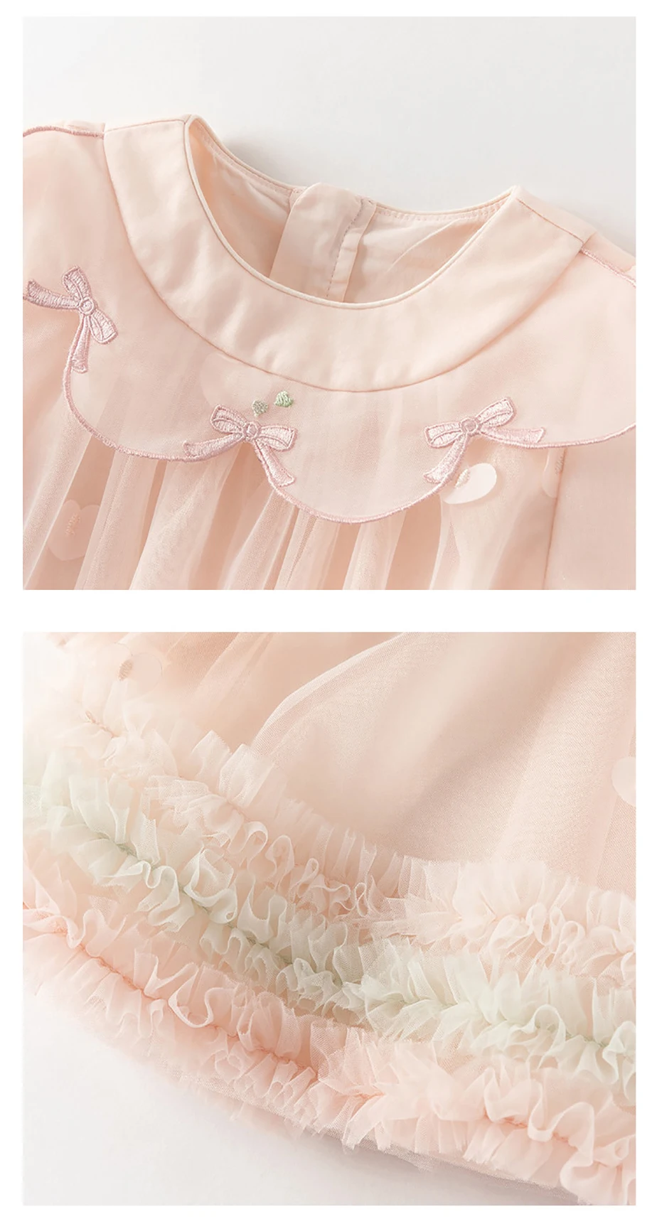 Dave Bella Children Princess Mesh Dress Girls Spring Long Sleeve Elegant Dress Sweet Outdoor Party Clothes DB1260591/DB1261889