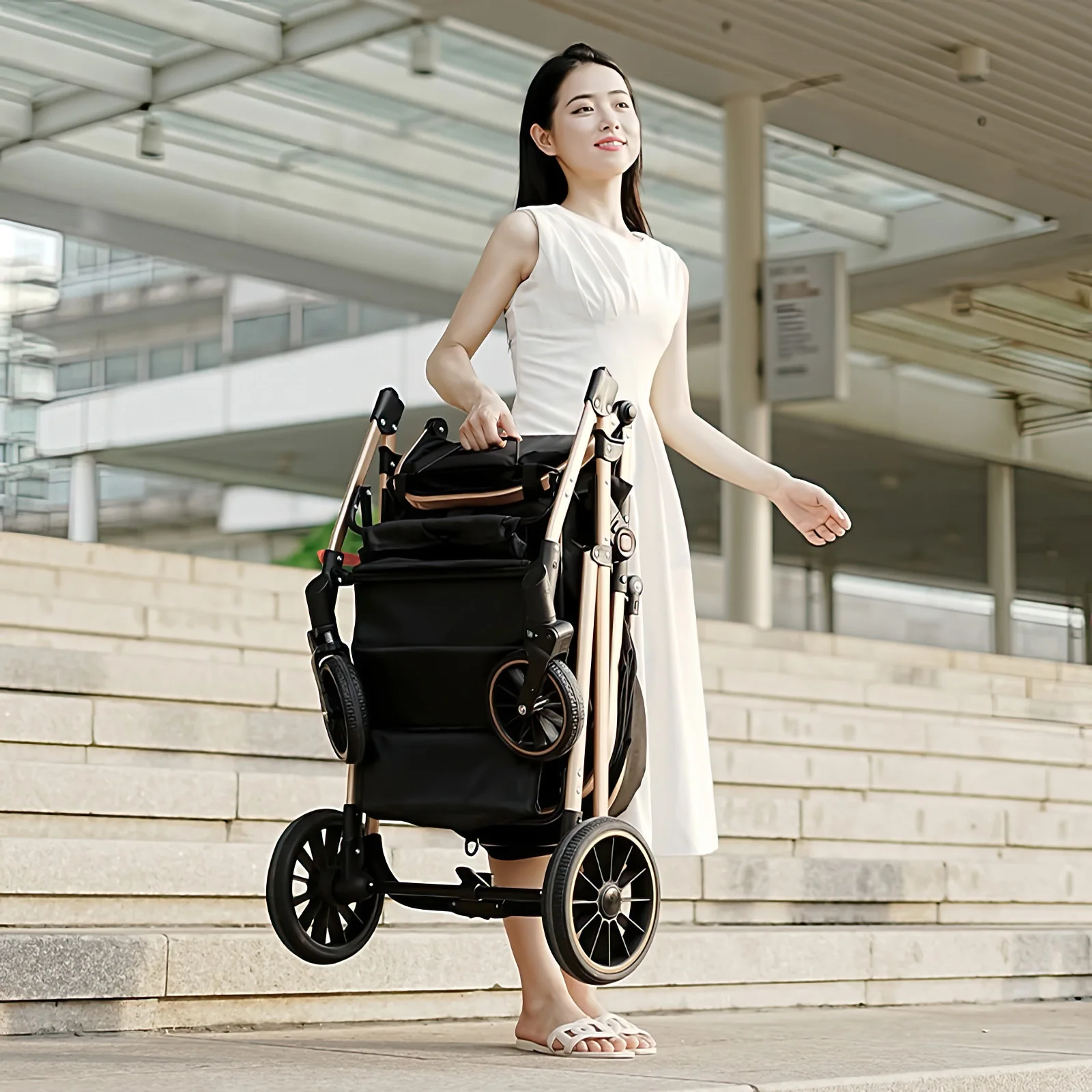 OWJHE Lightweight stroller strollers for baby baby pram with four wheels travel stroller high landscape fold stroller stroller