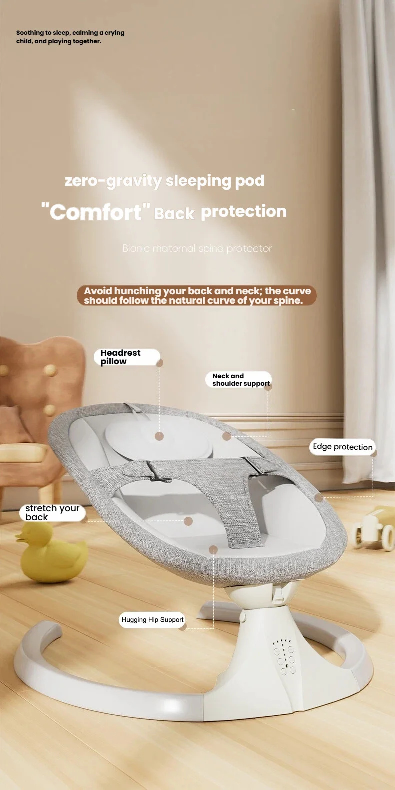 Baby Cradle Baby Chair with Mosquito Net Multi Functional Smart Swing Bed Safety and Comfortable
