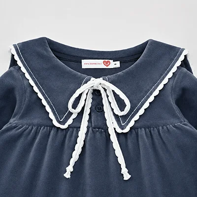 Kids Velour Clothing Set Fall/Winter Collection Black/Navy Boy And Girl Outfit with Contrast Ribbons Edges Family Matching Dress