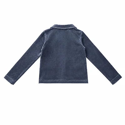 Kids Velour Clothing Set Fall/Winter Collection Black/Navy Boy And Girl Outfit with Contrast Ribbons Edges Family Matching Dress