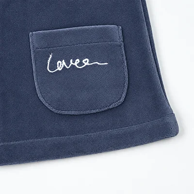 Kids Velour Clothing Set Fall/Winter Collection Black/Navy Boy And Girl Outfit with Contrast Ribbons Edges Family Matching Dress