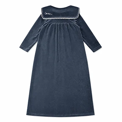 Kids Velour Clothing Set Fall/Winter Collection Black/Navy Boy And Girl Outfit with Contrast Ribbons Edges Family Matching Dress