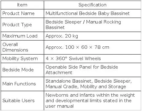 Multifunctional Baby Crib Bedside Bassinet for Newborn 0-12 Months Infant Cot with Foam Mattress Mosquito Net Storage Basket Changing Table Side Opening 3 Height Levels 4 Lockable Swivel Wheels Manual Rocking Iron Tube Frame