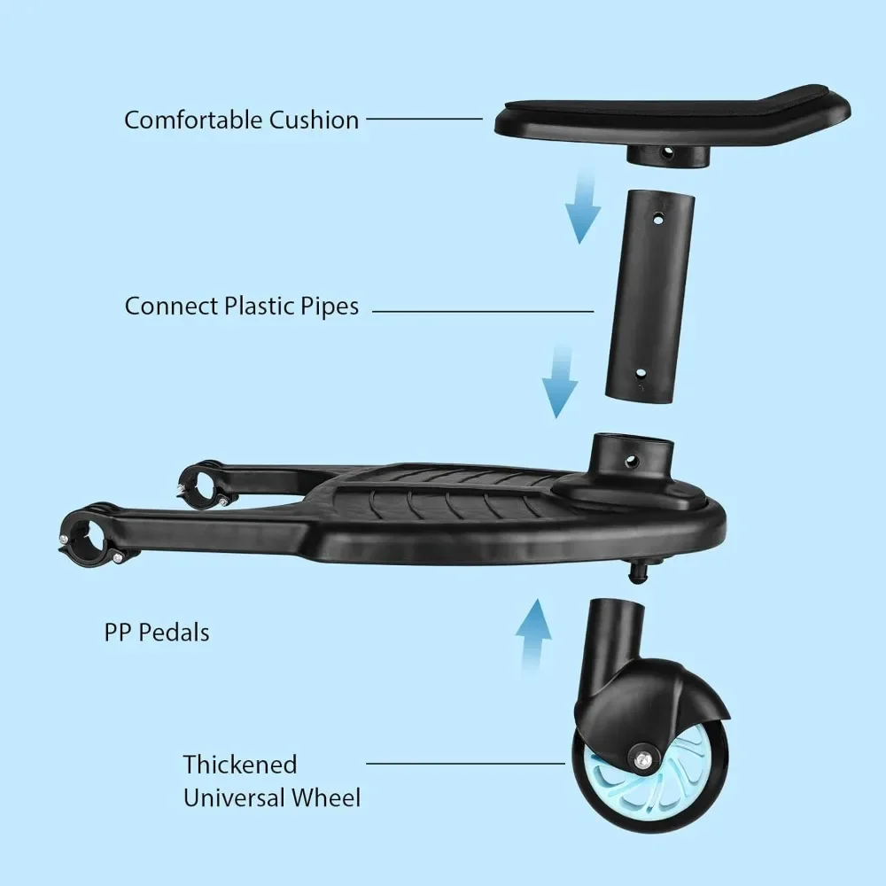 1PCS Universal Stroller Board Buggy Board with Detachable Seat, Stroller Glider Board Suitable for Most Brands of Strollers, Stroller Standing Board