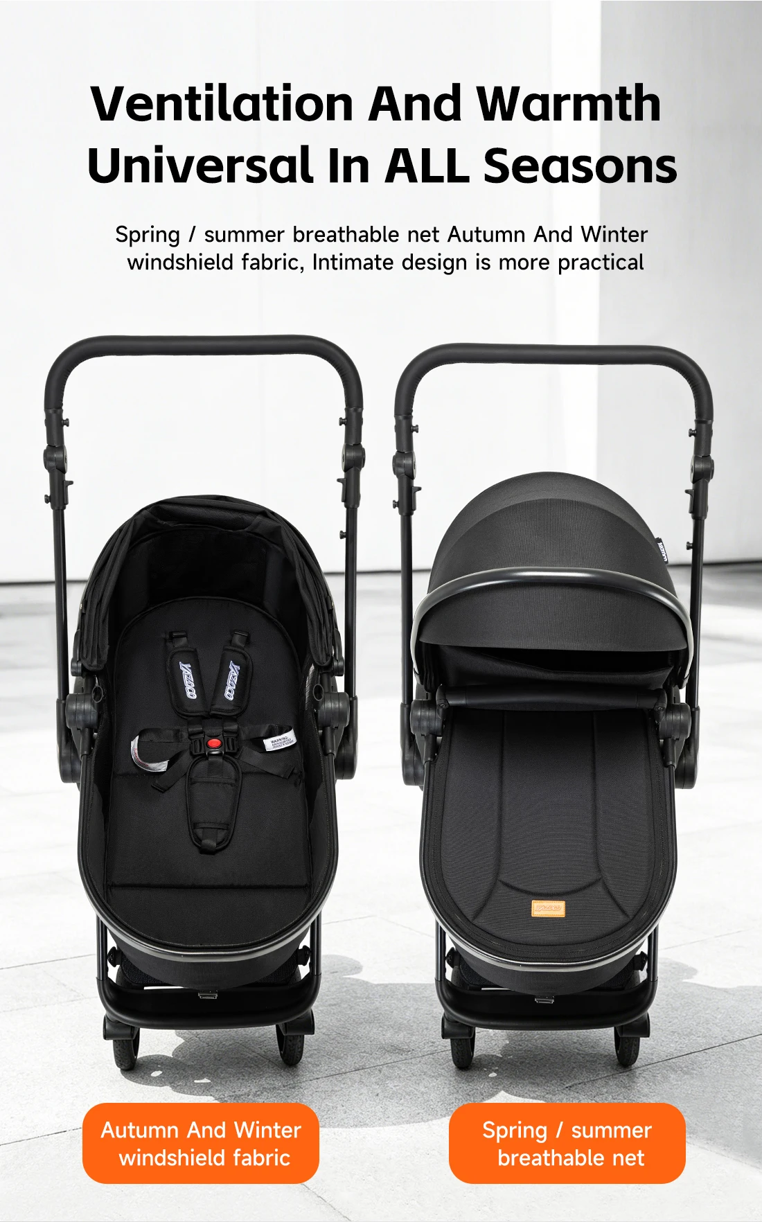 3 in 1 Space-Saving Travel Pram Full Bundle With Qualified Infant Safety Seat, Durable Anti-Deformation Aluminum Frame, Soft Breathable Summer Mesh Pad, Convenient Handy Folding Design And Multi-Position Reclining Backrest For Trunk Storage Use