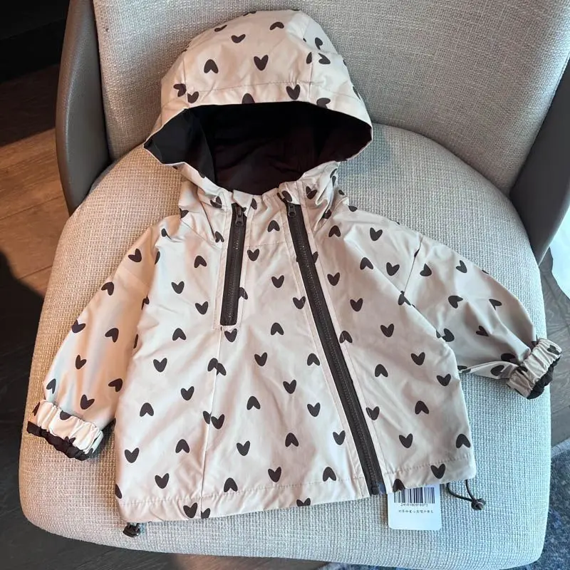 2026 New Autumn Children Outdoor Sets Hooded Jackets Printed Pants 2pcs Toddlers Kids Windproof Outfits