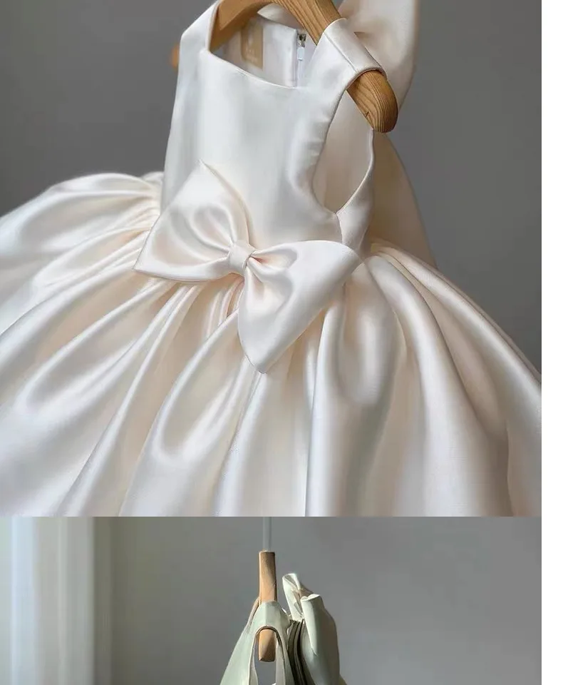 1 2 3 4 5 6 7 8 Years Bow Girls Dress Birthday Party Baby Baptism Dress For Girls Princess Christmas Costume Infants Vestidos