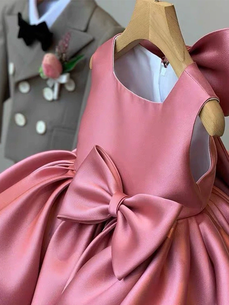 1 2 3 4 5 6 7 8 Years Bow Girls Dress Birthday Party Baby Baptism Dress For Girls Princess Christmas Costume Infants Vestidos