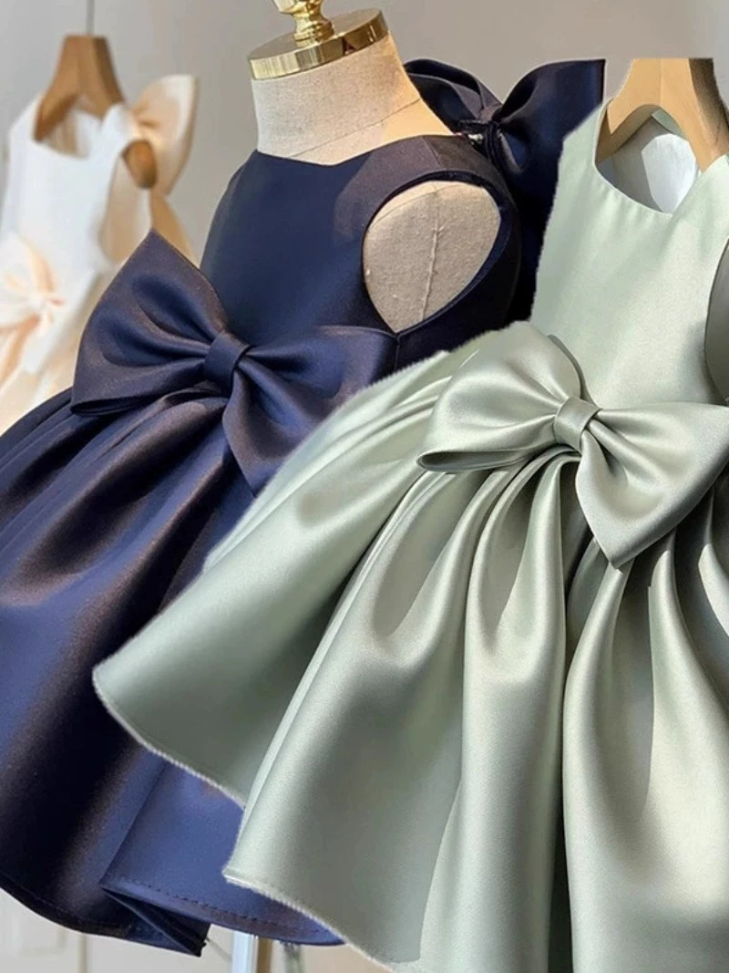 1 2 3 4 5 6 7 8 Years Bow Girls Dress Birthday Party Baby Baptism Dress For Girls Princess Christmas Costume Infants Vestidos