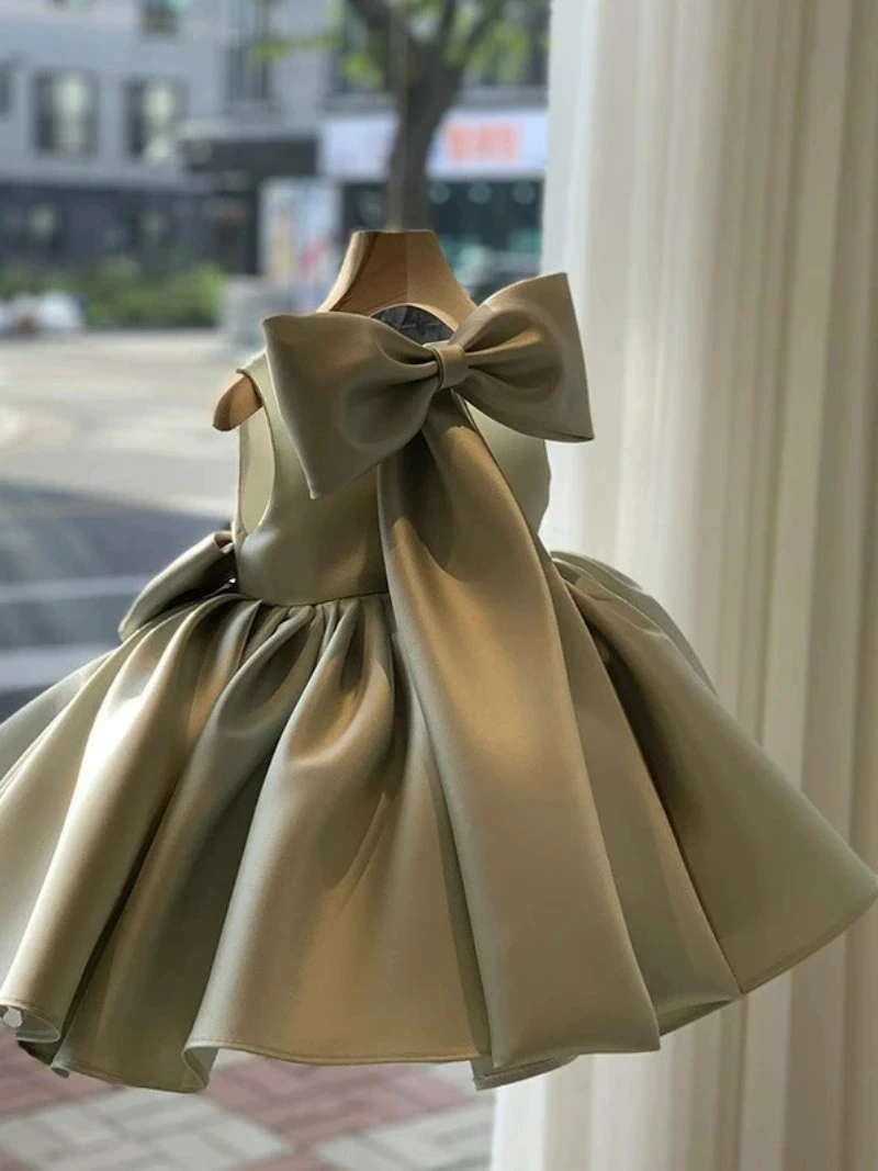 1 2 3 4 5 6 7 8 Years Bow Girls Dress Birthday Party Baby Baptism Dress For Girls Princess Christmas Costume Infants Vestidos