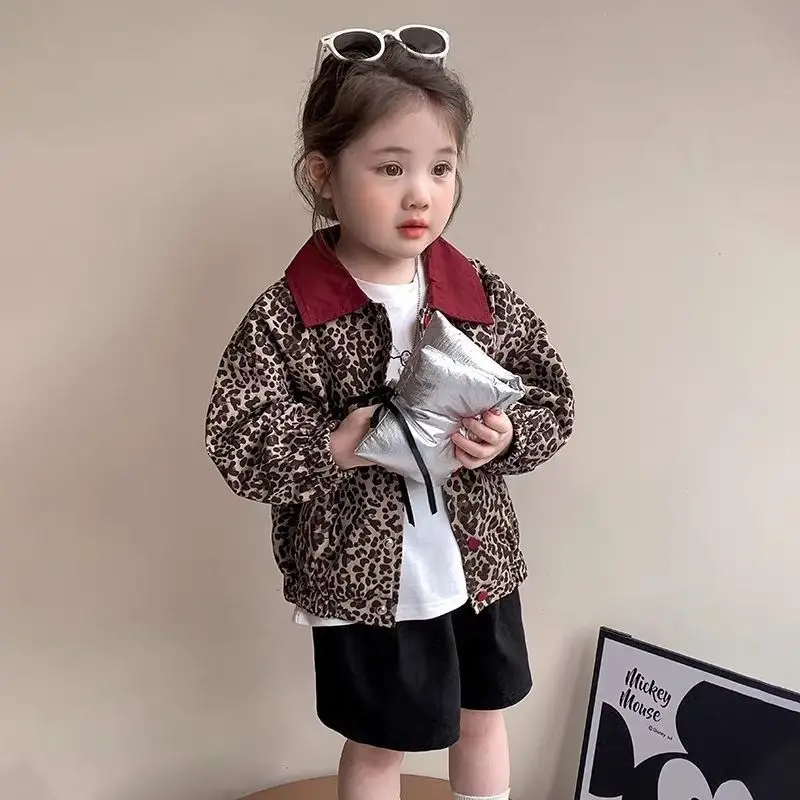 Girl's Leopard Coat Spring and Autumn 2026 New Children's Jacket Leopard Pattern Baby Girl Spring Casual Top