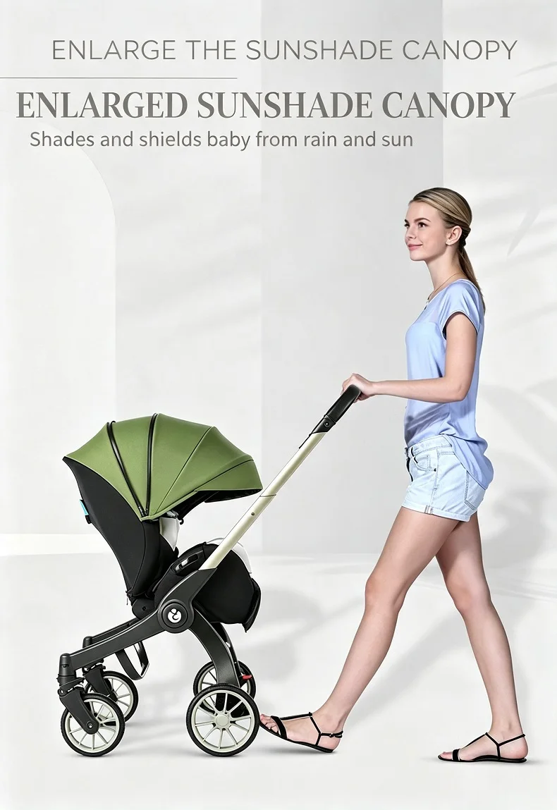 Lightweight Versatile Baby Pushchair With Fully Flat Reclining Backrest, Quick One-Hand Folding Design, Height Adjustable Handlebar And Effective Shock Absorbing System For Daily Family Outdoor Walks