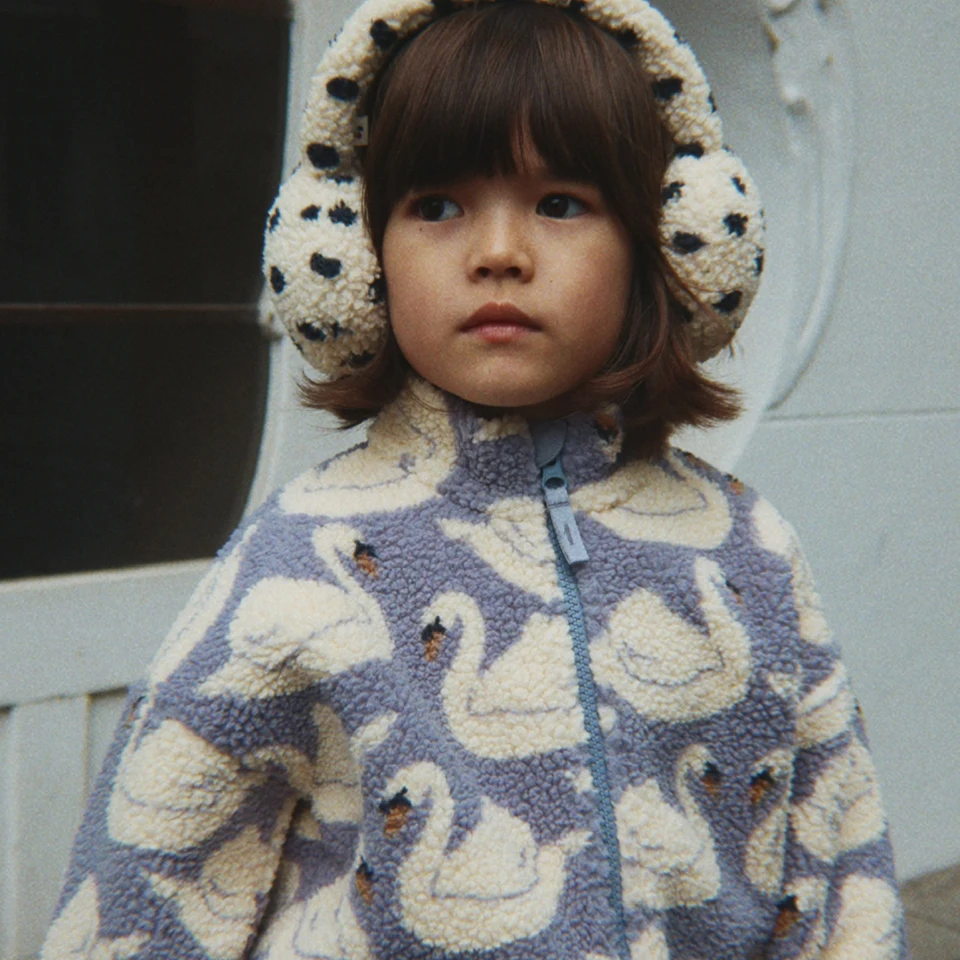 Boys and Girls Autumn/Winter Lambswool Polka Cherry Coat Dog Jacket KS AW Women's Love Fury Warm Coat Children's Coat