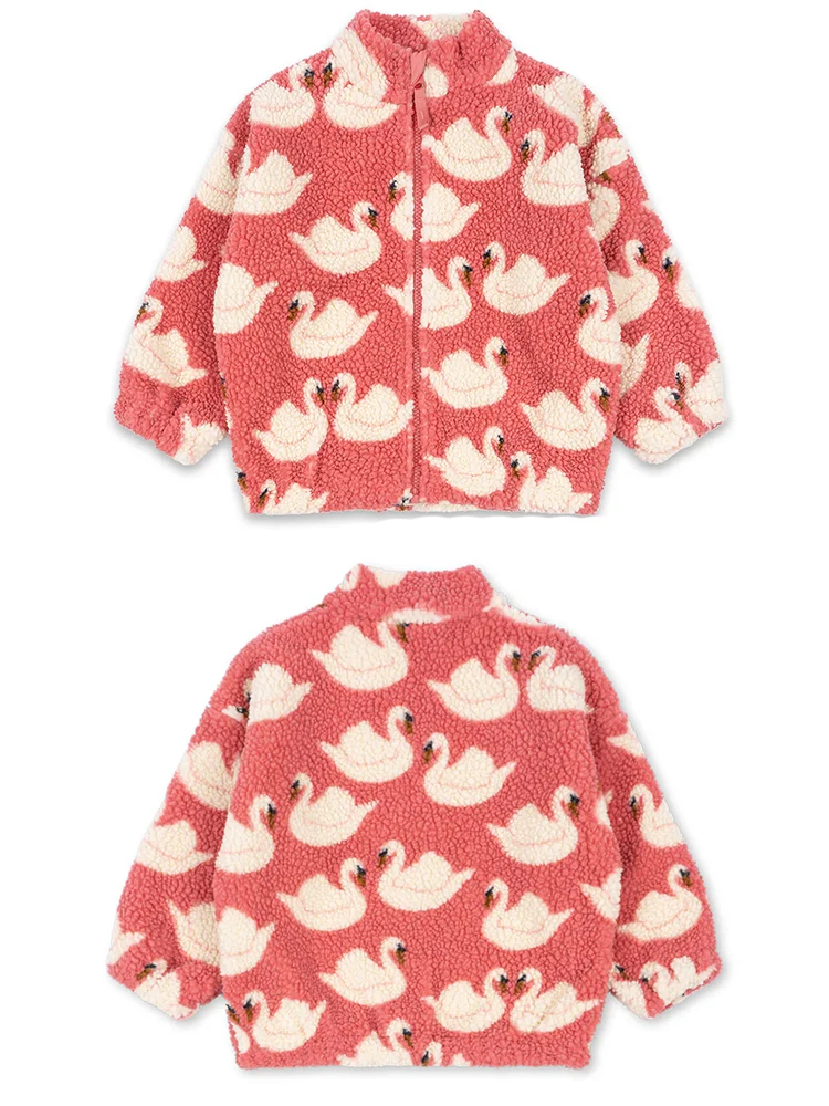 Boys and Girls Autumn/Winter Lambswool Polka Cherry Coat Dog Jacket KS AW Women's Love Fury Warm Coat Children's Coat