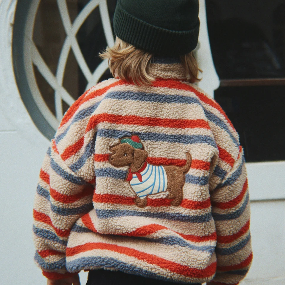 Boys and Girls Autumn/Winter Lambswool Polka Cherry Coat Dog Jacket KS AW Women's Love Fury Warm Coat Children's Coat
