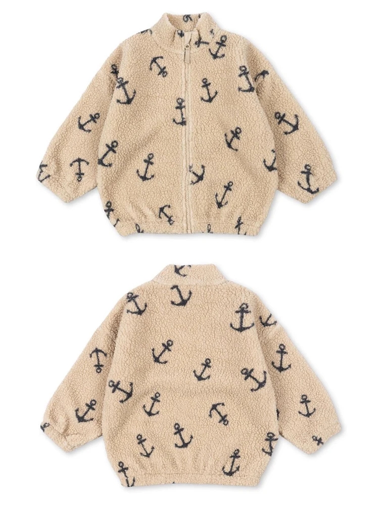 Boys and Girls Autumn/Winter Lambswool Polka Cherry Coat Dog Jacket KS AW Women's Love Fury Warm Coat Children's Coat