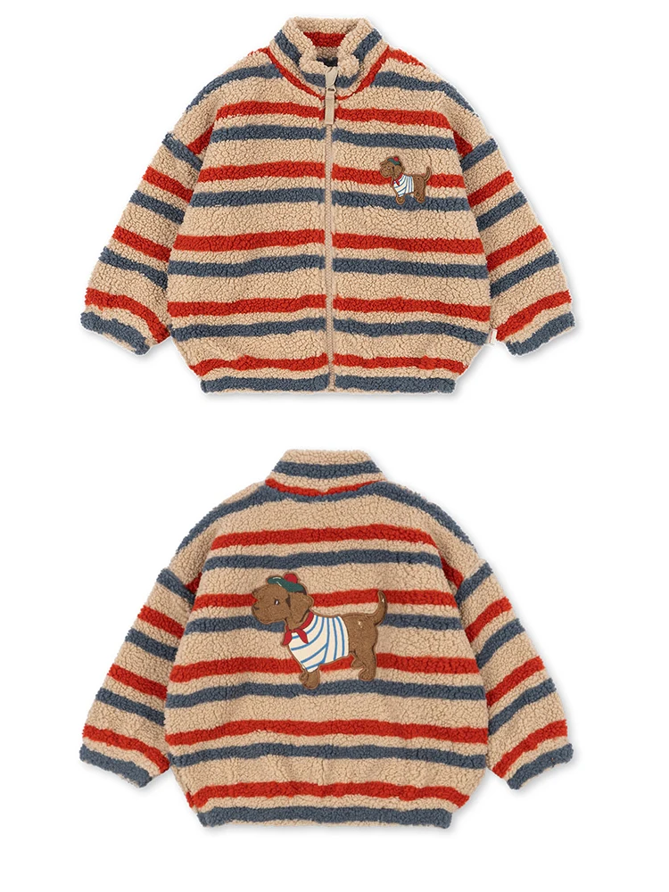Boys and Girls Autumn/Winter Lambswool Polka Cherry Coat Dog Jacket KS AW Women's Love Fury Warm Coat Children's Coat