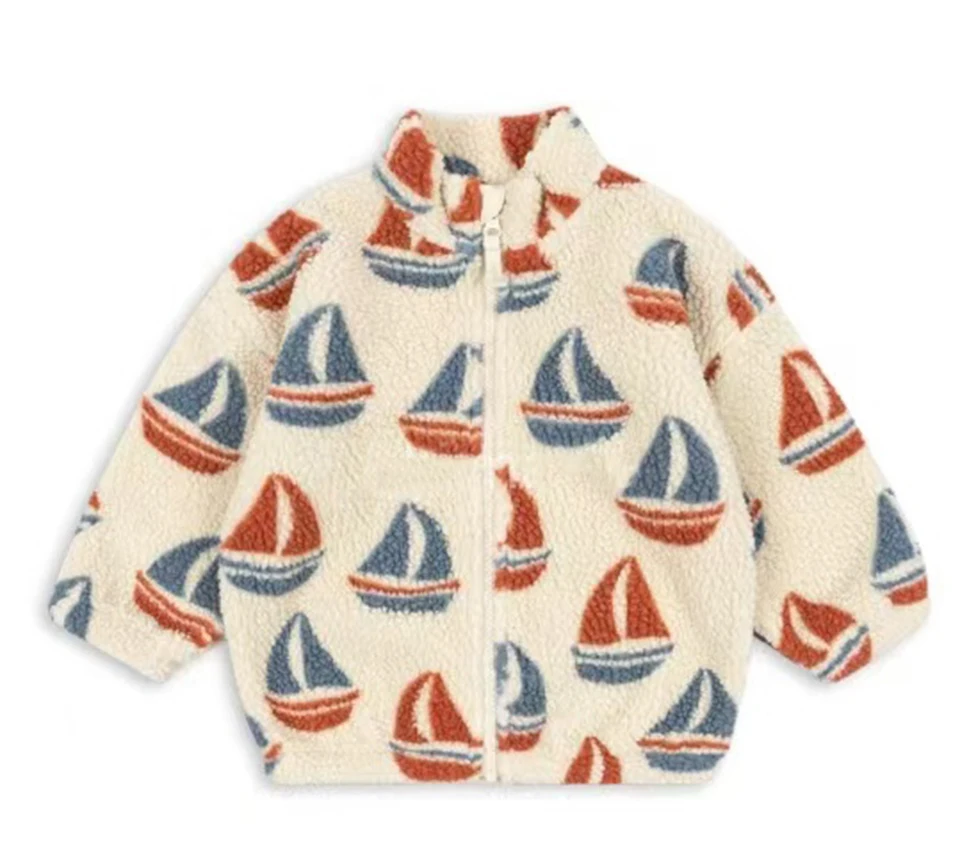 Boys and Girls Autumn/Winter Lambswool Polka Cherry Coat Dog Jacket KS AW Women's Love Fury Warm Coat Children's Coat