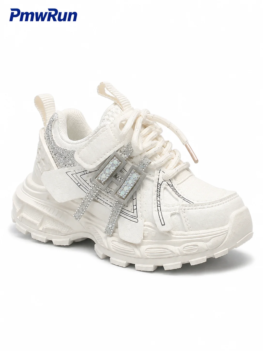 Trend Fashion Sport Shoes For Girls Luxury Rhinestone Teenager Girl's Sneakers Anti-slippery Running Footwear For Children