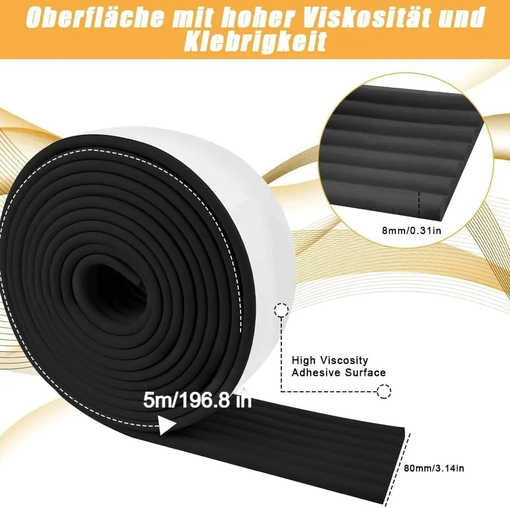 5m Desk Edge Guard Strip Baby Safety Soft Wall Corner Protector Thickend Self Adhesive Anti Collision Cushion for Table Edges, Bed Frames, and Furniture Corners