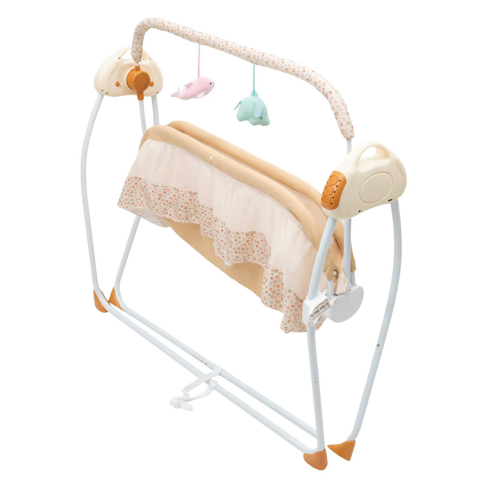 Electric Baby Cradle with Remote Control, Foldable Portable Bassinet with Bluetooth Music & Mosquito Net for 0-18 Months Baby